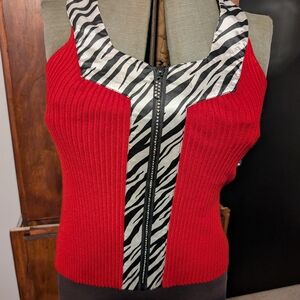 Belldini Red and Zebra Print Tank Top